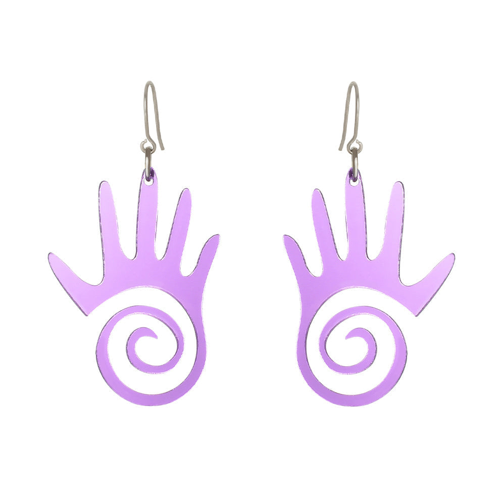 mirroring effect palm resin earrings with hook style - match much product image 2