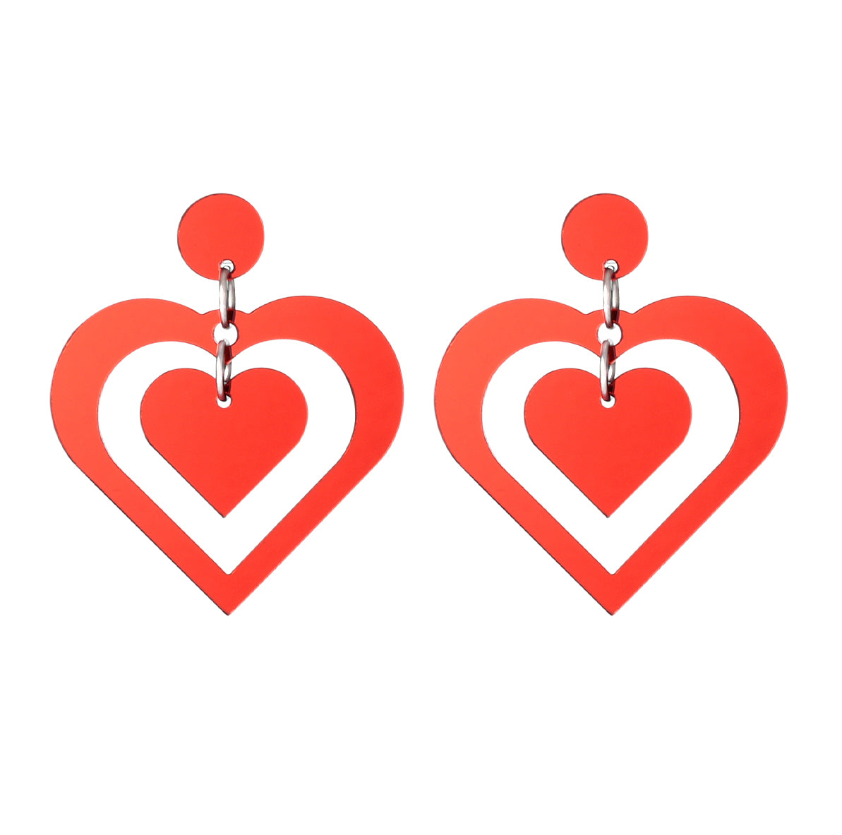 Romantic Two Hearts Stud Earrings - Heart Shape Jewelry for Women - Match Much product image 1