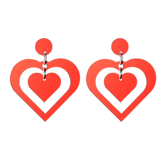 Romantic Two Hearts Stud Earrings - Heart Shape Jewelry for Women - Match Much product image 1