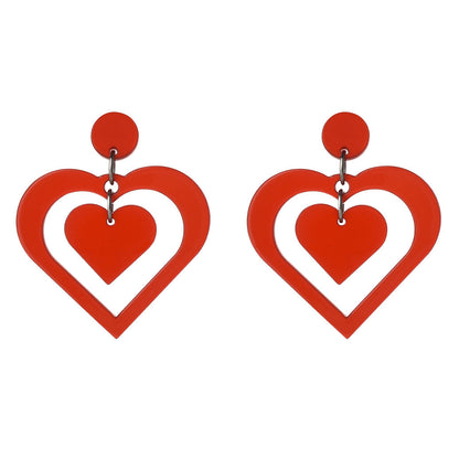 Romantic Two Hearts Stud Earrings - Heart Shape Jewelry for Women - Match Much product image 2