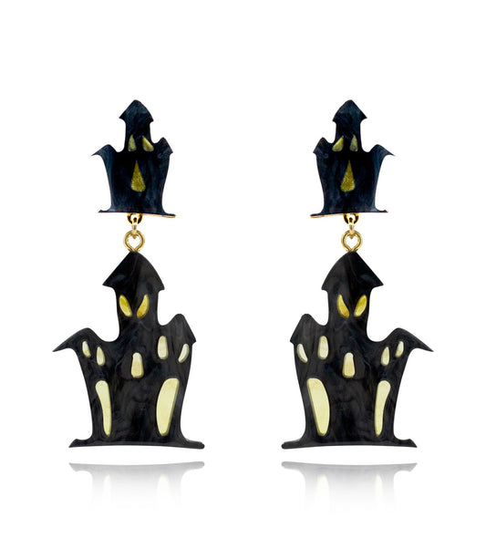 Ghost House Earrings Acrylic Resin Halloween Statement Jewelry for Women