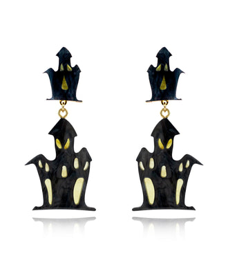 Ghost House Earrings Acrylic Resin Halloween Statement Jewelry for Women