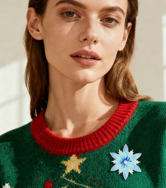 Snowflake Brooch Christmas Statement Jewelry for Women