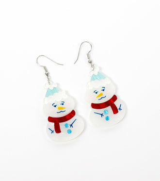 Snowman Earrings Christmas Statement Jewelry for Women