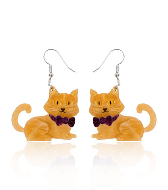 Orange Cat Earrings Christmas Statement Jewelry for Women