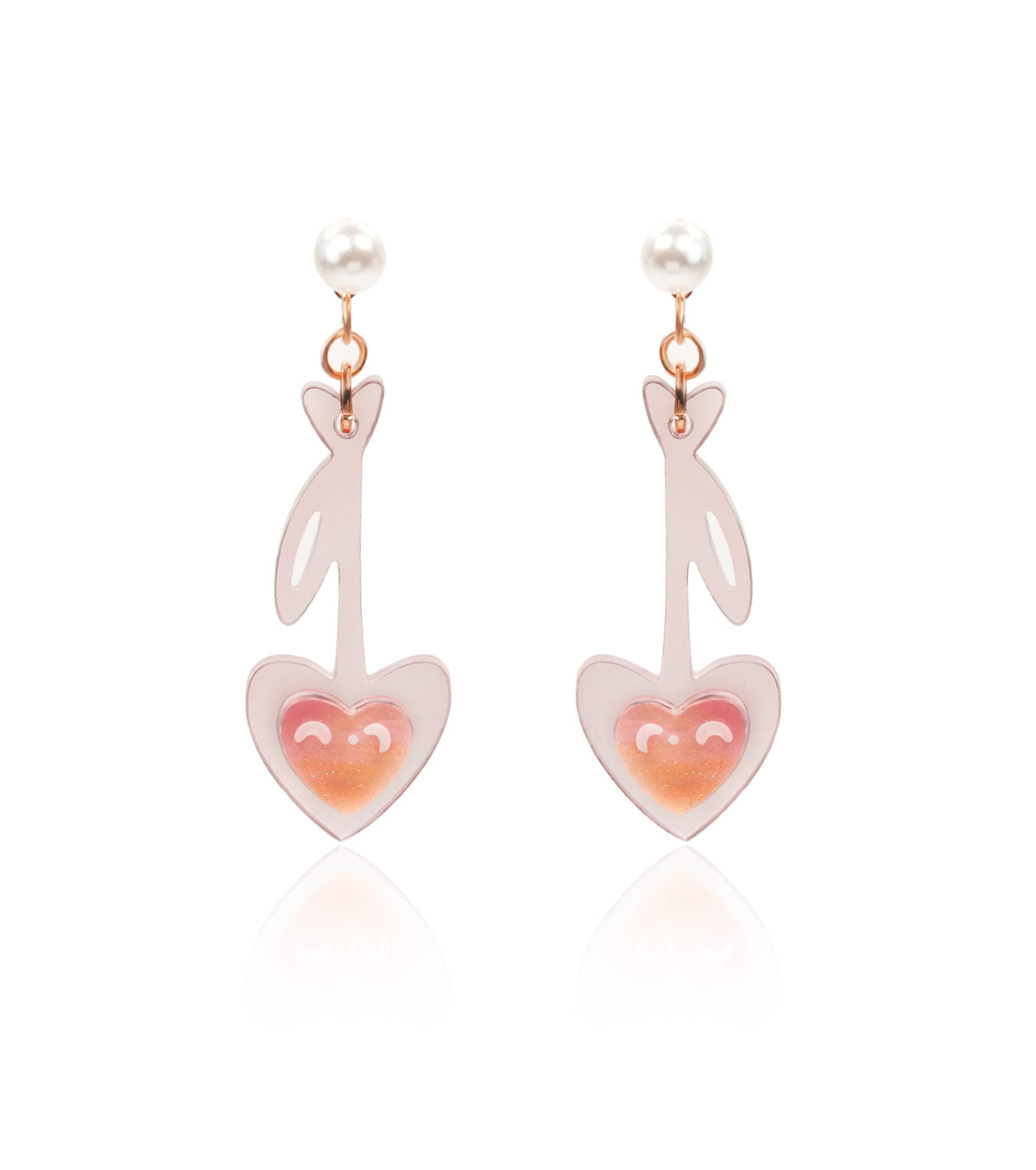 mirrored heart-glow key earrings - match much product image 1