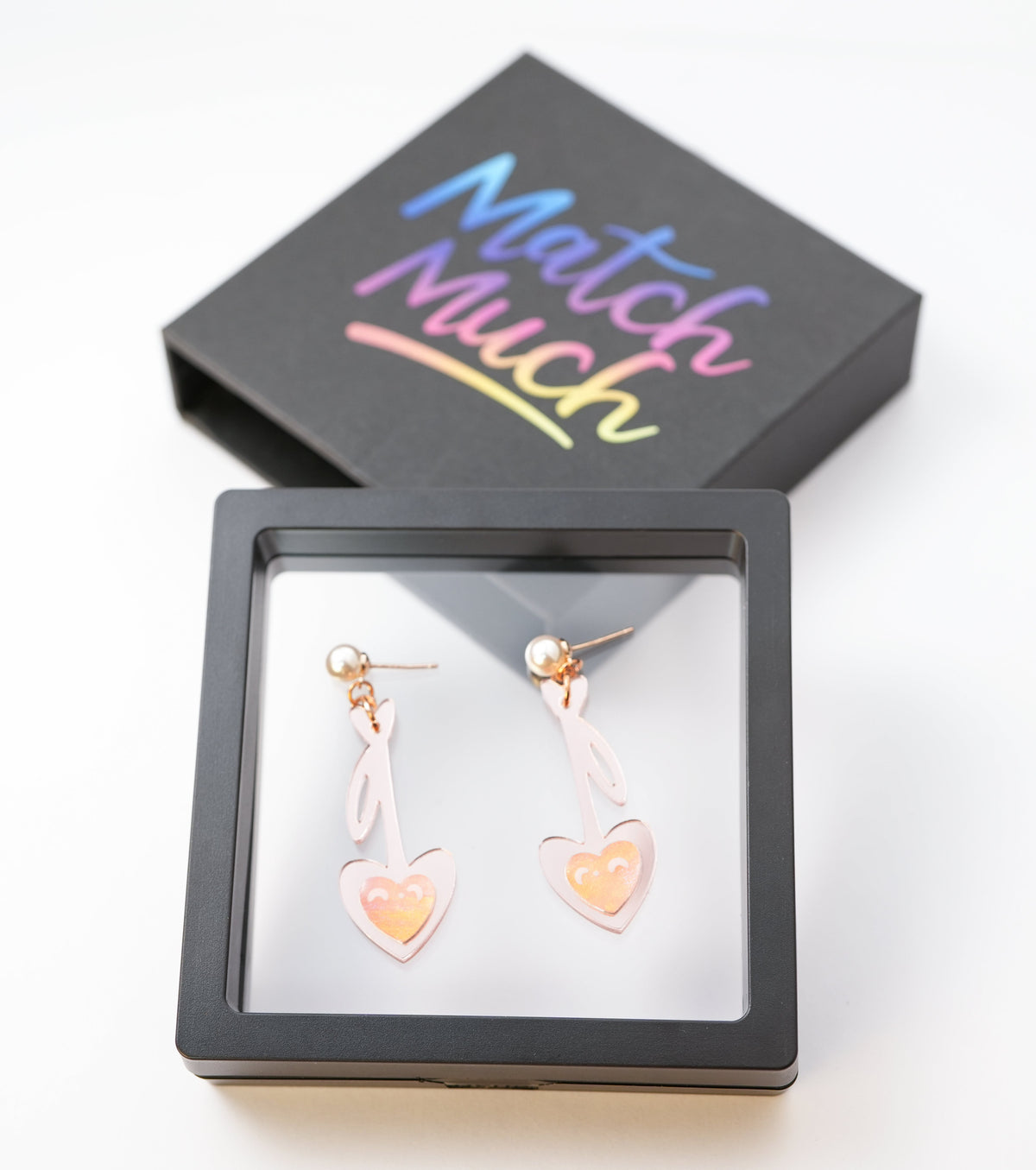 mirrored heart-glow key earrings - match much product image 4
