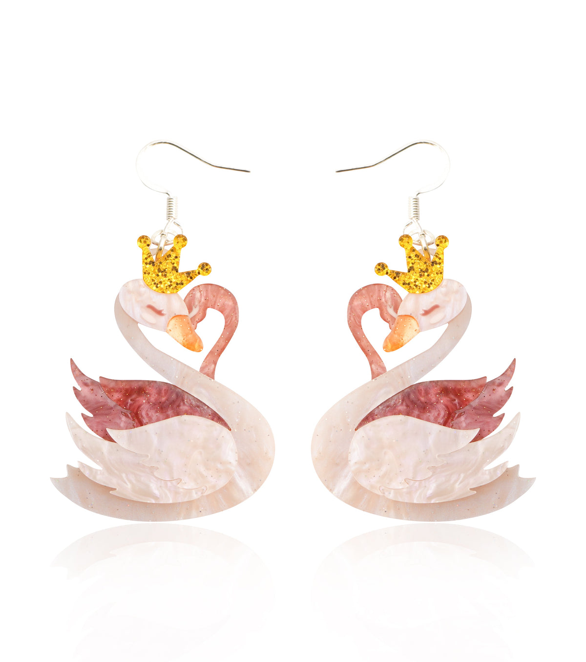 peach blossom swan earrings - match much product image 1