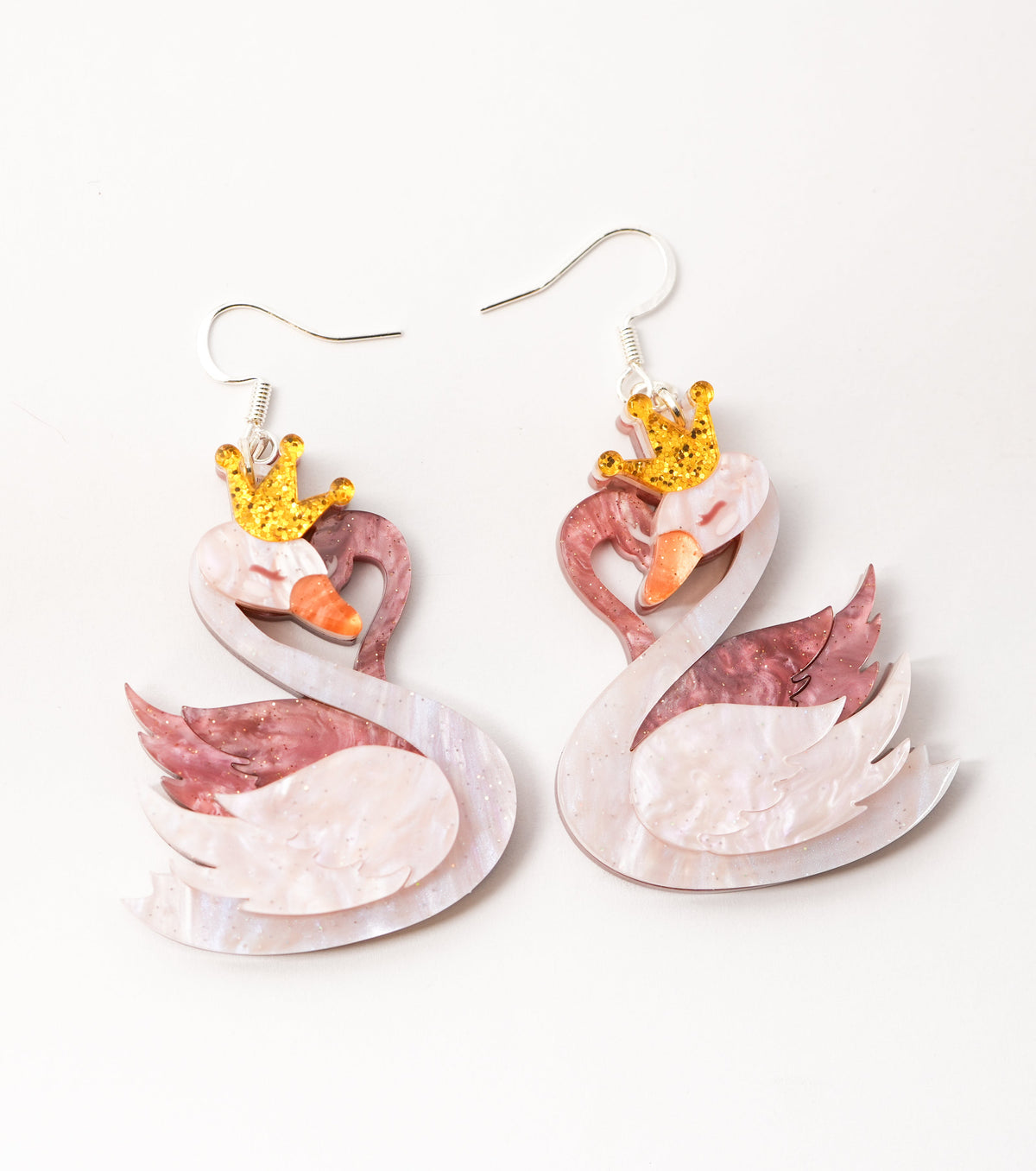 peach blossom swan earrings - match much product image 2