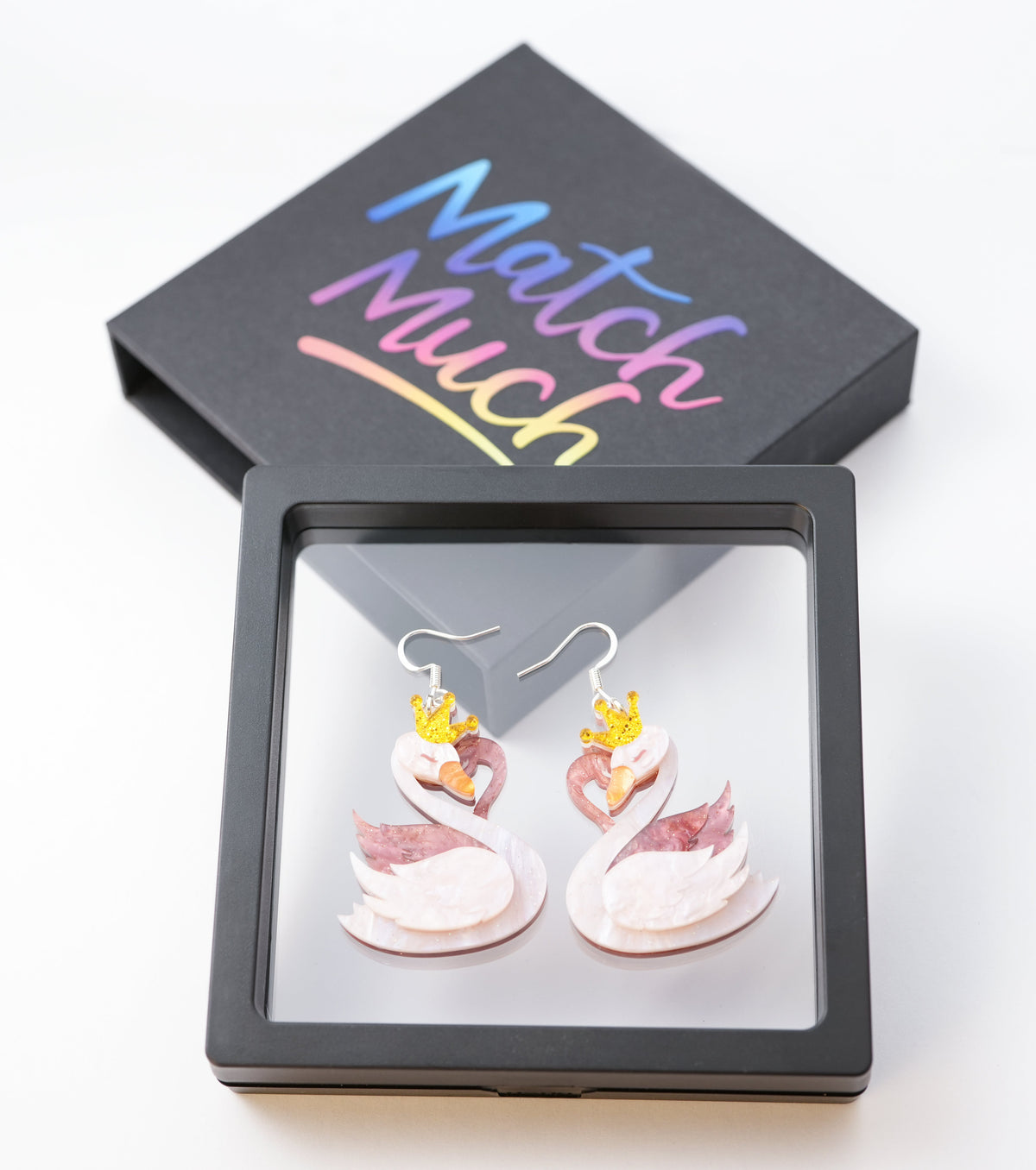 peach blossom swan earrings - match much product image 4