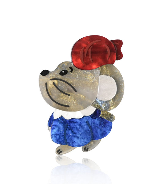 Chic Red-Haired Parisian Rat Brooch - Match Much product image 1