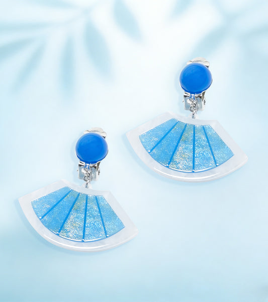 Oriental Blue Fan Earrings