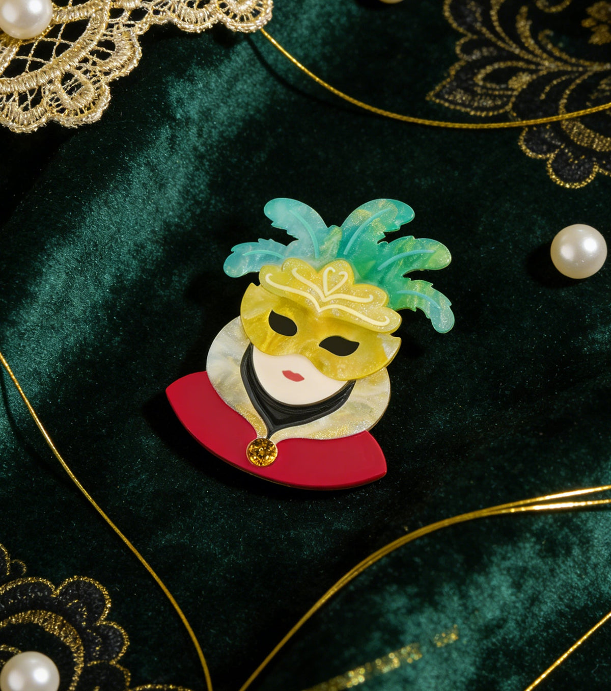venetian masquerade brooch for european cultural tourism - match much product image 2