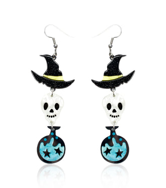 Wizard Skeleton Earrings Acrylic Resin Halloween Statement Jewelry for Women
