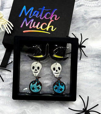 Wizard Skeleton Earrings Acrylic Resin Halloween Statement Jewelry for Women