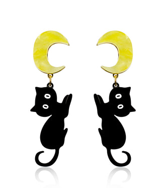 Moon Cat Earrings Acrylic Resin Halloween Statement Jewelry for Women