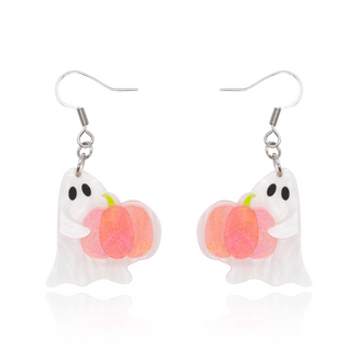 Ghost Pumpkin Earrings Acrylic Resin Halloween Statement Jewelry for Women