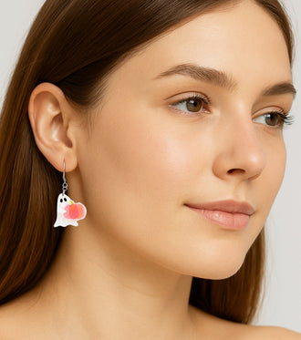 Ghost Pumpkin Earrings Acrylic Resin Halloween Statement Jewelry for Women