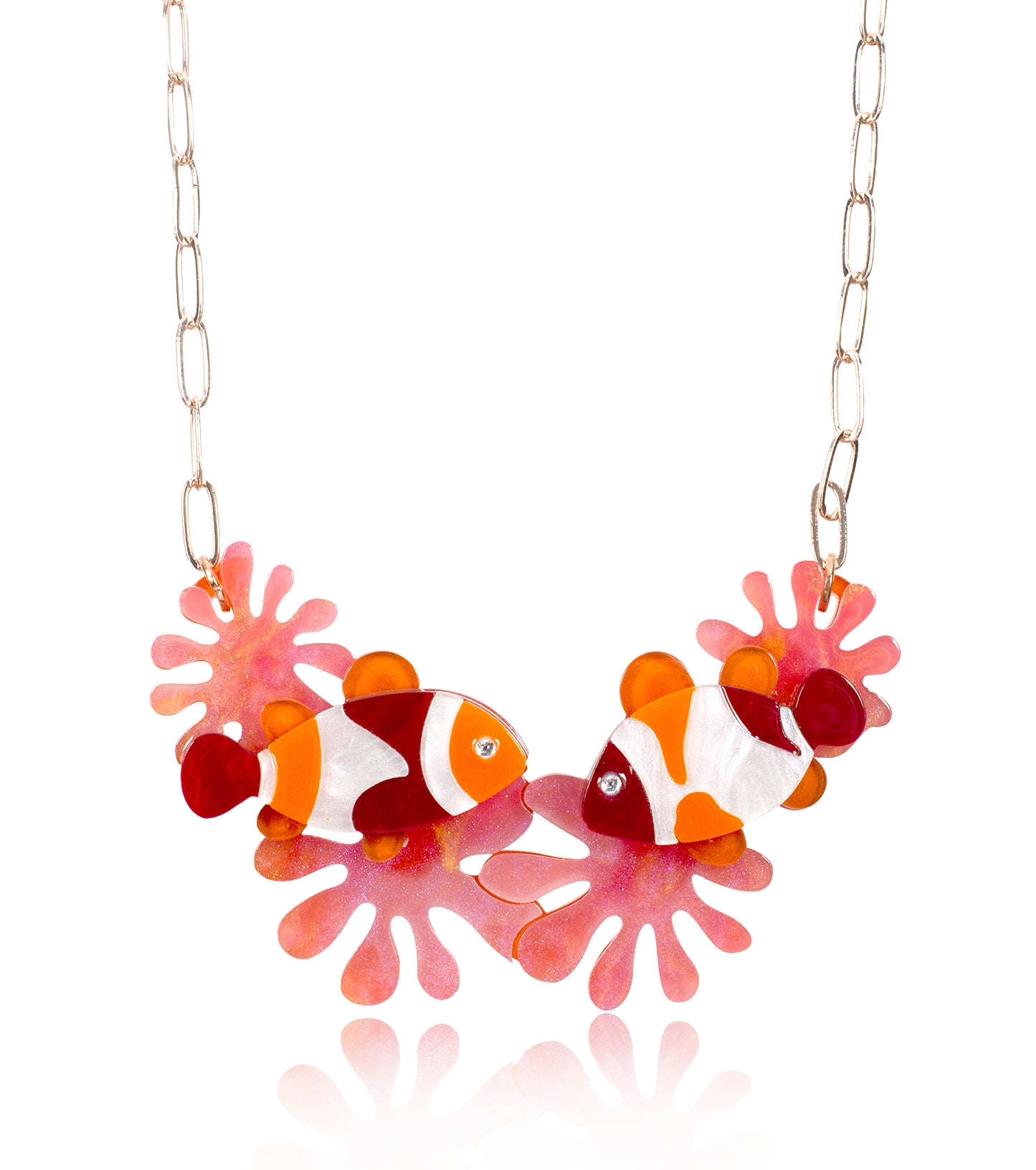 clownfish & pink coral necklace