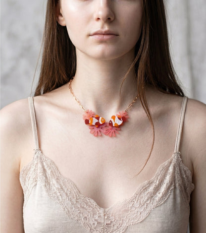 Clownfish & Pink Coral Necklace