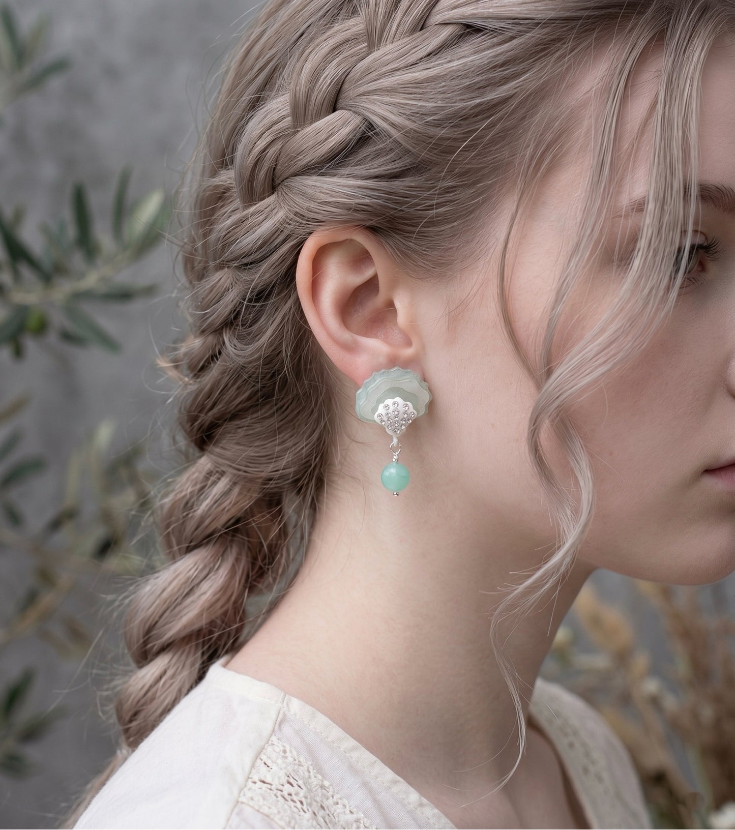 diamond seashell earrings