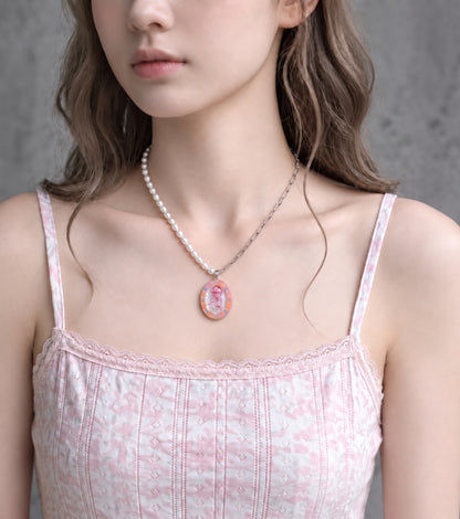 Jellyfish Glass Dome Necklace, model view