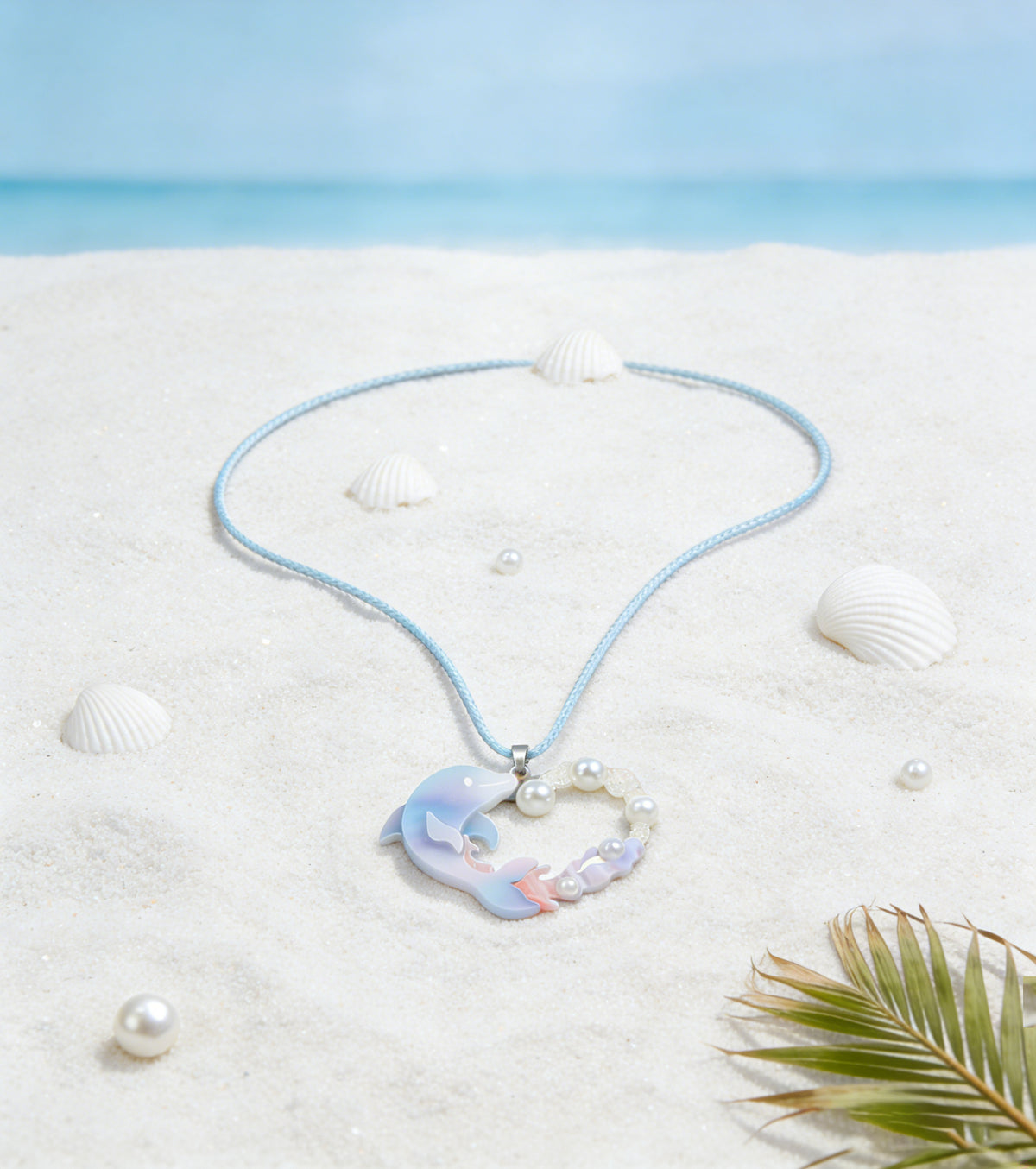 Dolphin Heart Cord Necklace, detail view