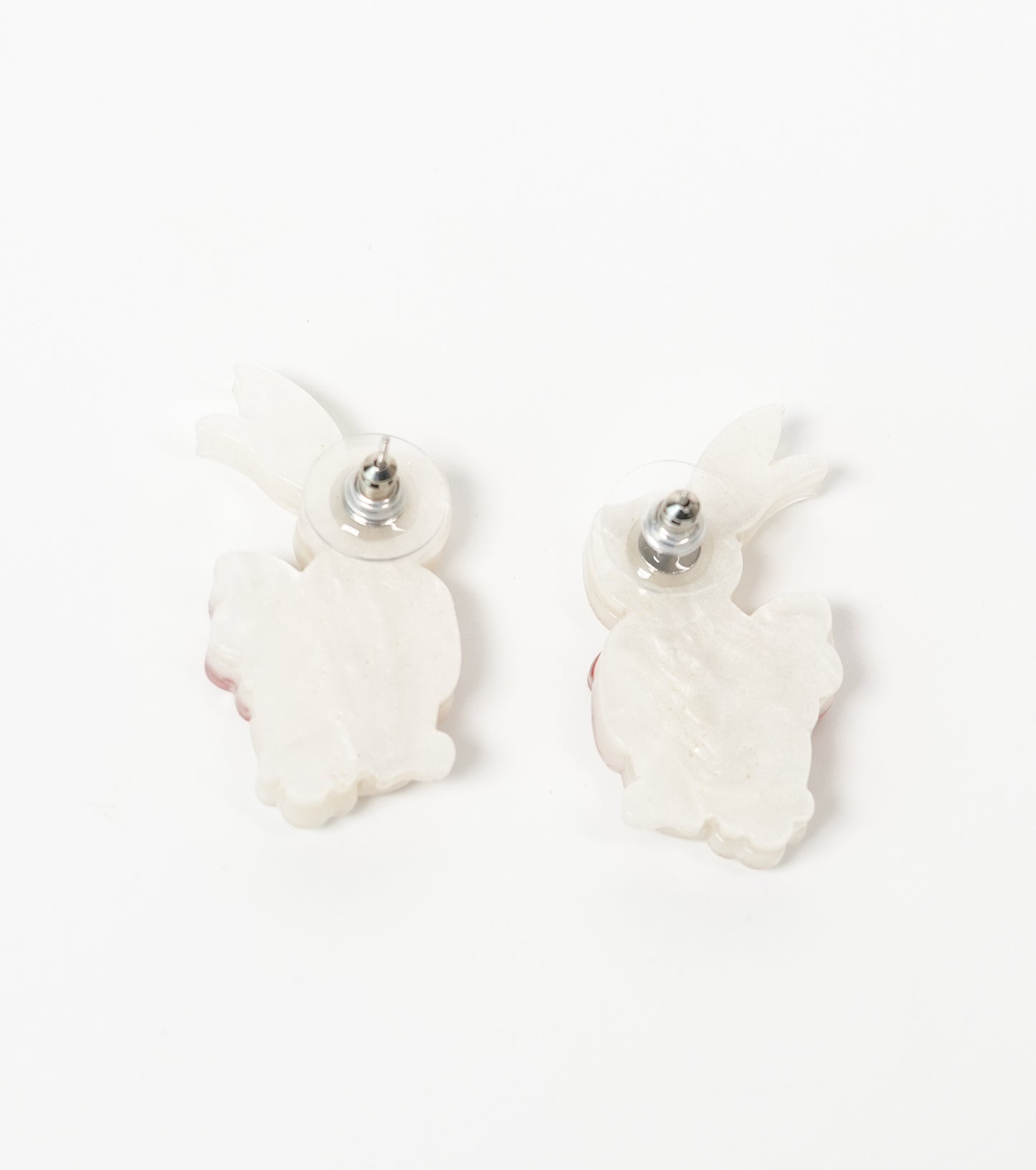 white rabbit with pink bow earrings
