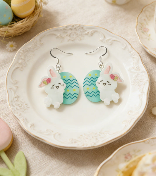 Glitter Egg Bunny Earrings