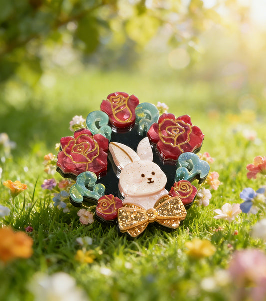 Rose Garden Bunny Brooch