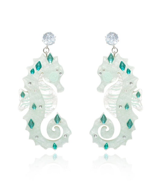 Seahorse Earrings Ocean Acrylic Resin Statement Jewelry for Women