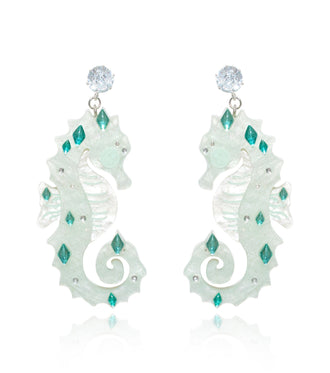 Seahorse Earrings Ocean Acrylic Resin Statement Jewelry for Women