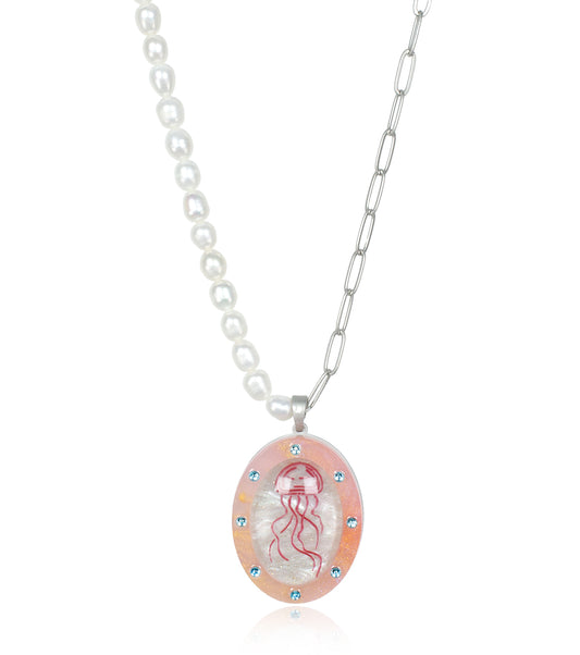 Pink Swimmer Jellyfish Necklace