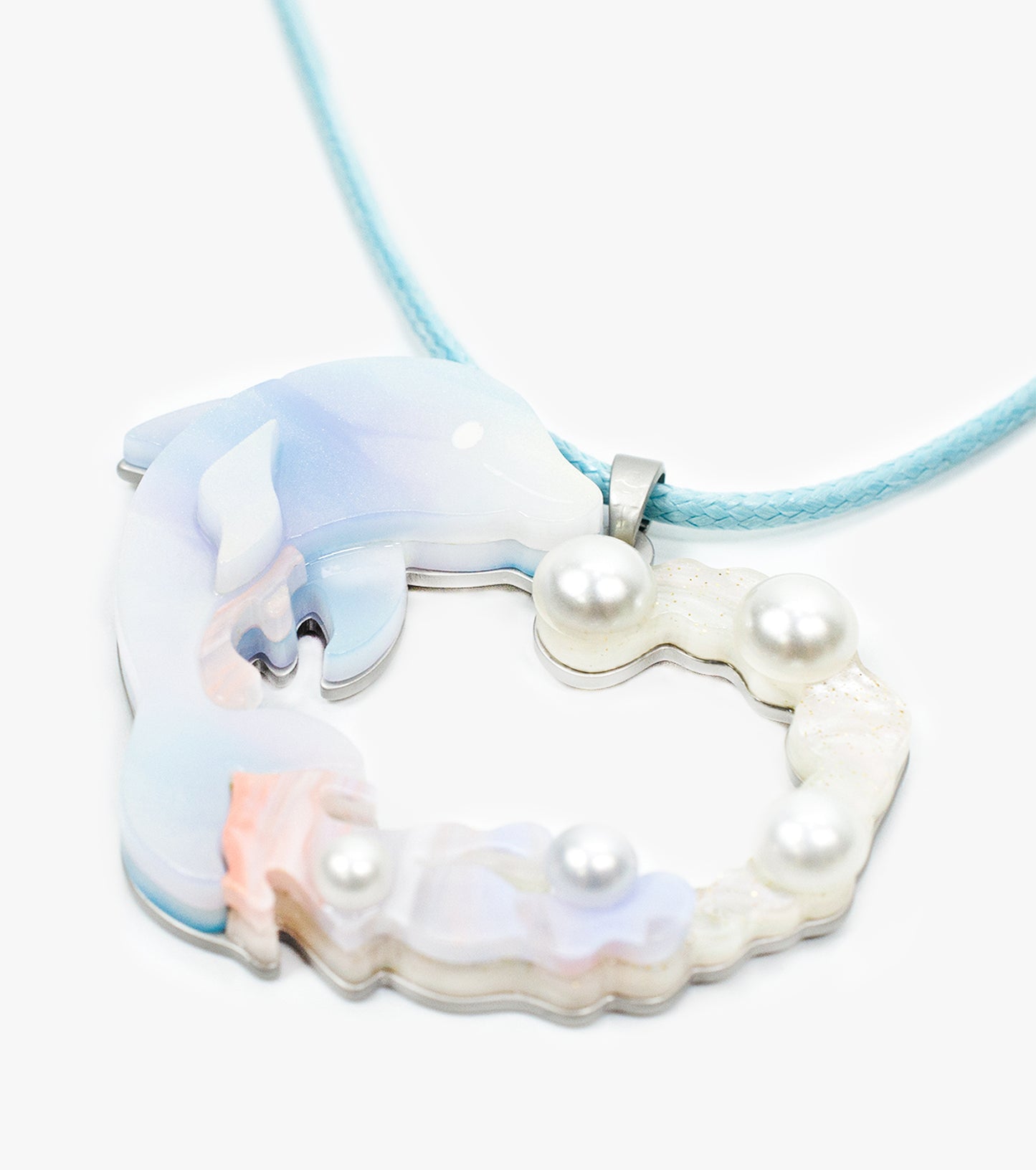 pearl heart dolphin necklace