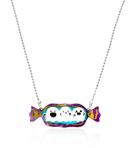 Ghost Candy Necklace Acrylic Resin Halloween Statement Jewelry for Women